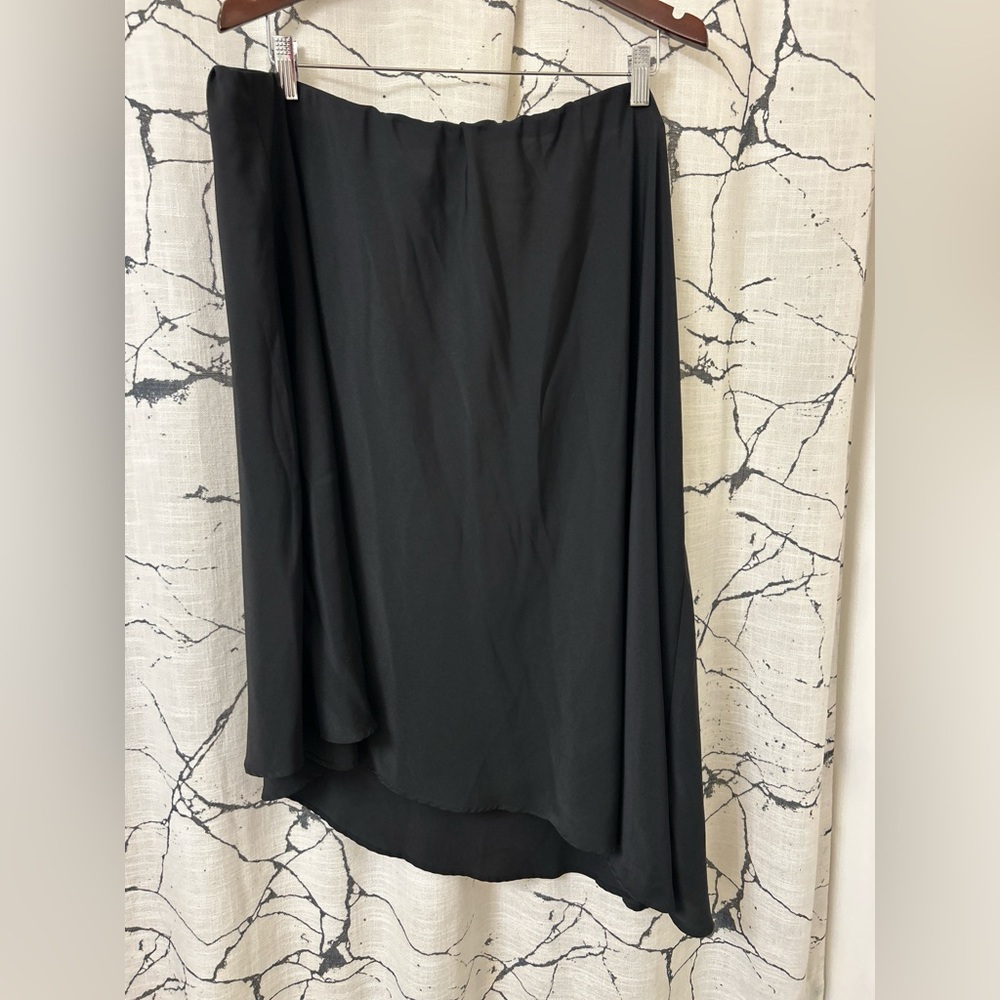 Scoop A-line High Low Midi Skirt Elastic Waist  for Womens -XXL Black